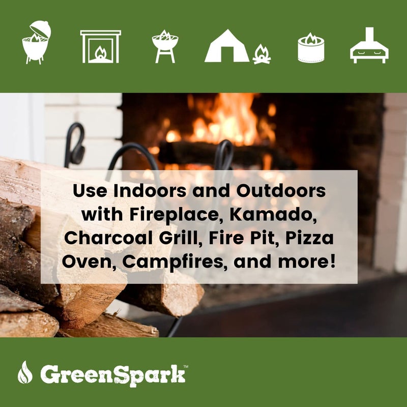 GreenSpark Natural Fire Starter لجميع الأحوال الجوية 70 قطعة مدخن شواء مدفأة خشبية وموقد بيليه حفرة نار طويلة حرق مشعل نار مقاوم للماء فرن بيتزا شواية فحم - Image 3